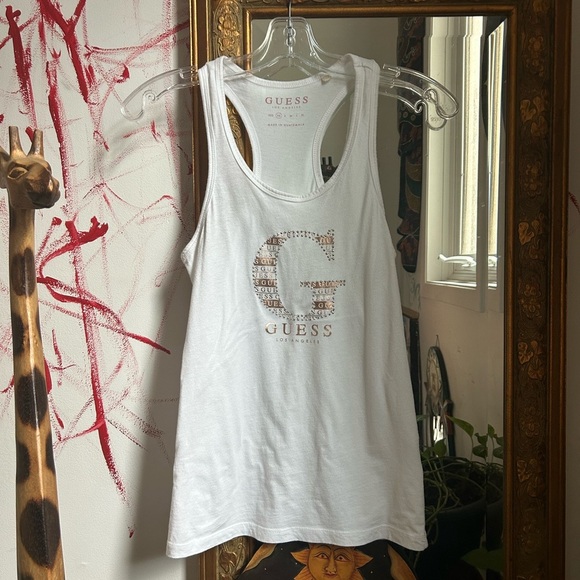 Guess White Tank with Subtle Rose Gold Logo XS - Picture 16 of 16